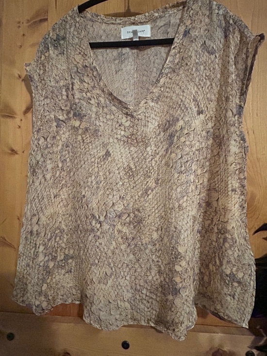 Dear John Tops - Animal Print V-Neck Sheer Top SIZE MEDIUM